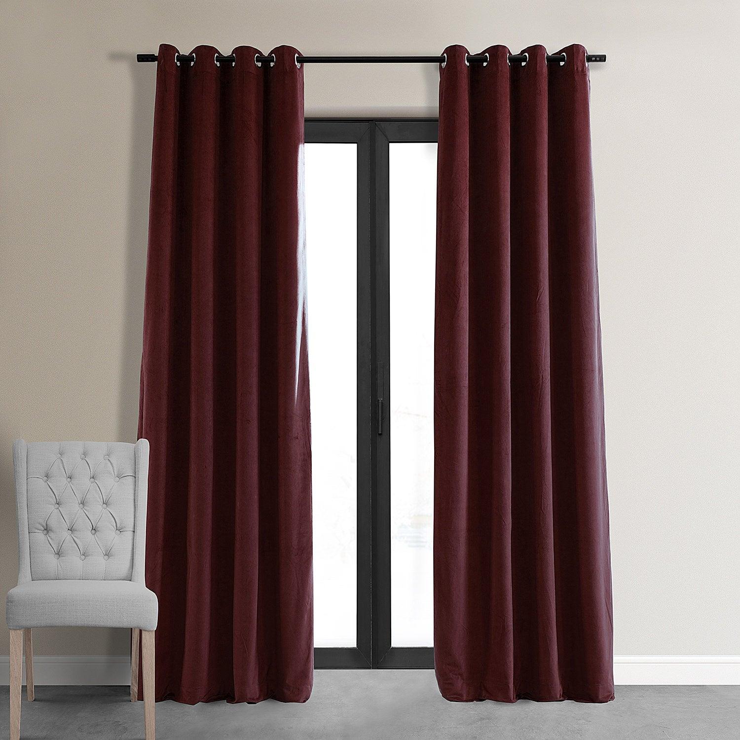 Burgundy Premium Quality Velvet Curtain -1 Panel - Aura Living