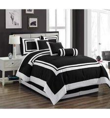 Luxury Ritch Cotton Hotel Style Duvet Cover Set - Black and White - Aura Living