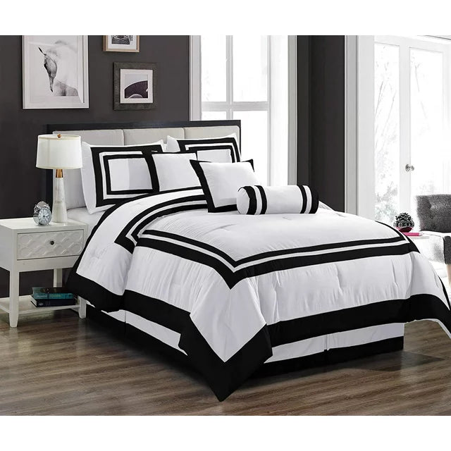 Luxury Ritch Cotton Hotel Style Duvet Cover Set - Black and White - Aura living
