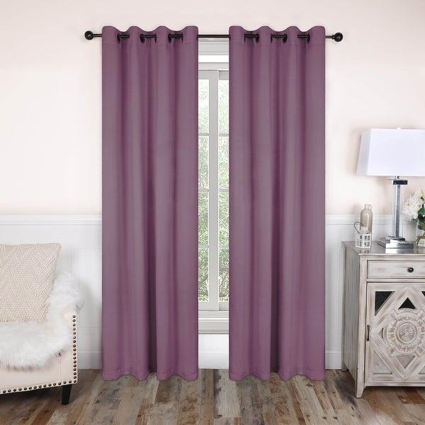 2 PC Plain Dyed Eyelet Curtains with lining-Heather Purple - Aura living