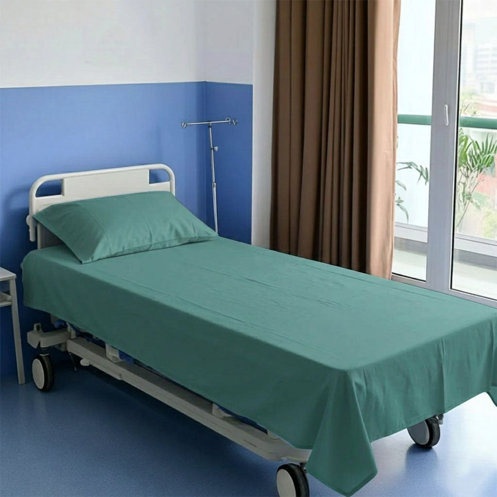 Plain Cotton Hospital Green Flat sheets