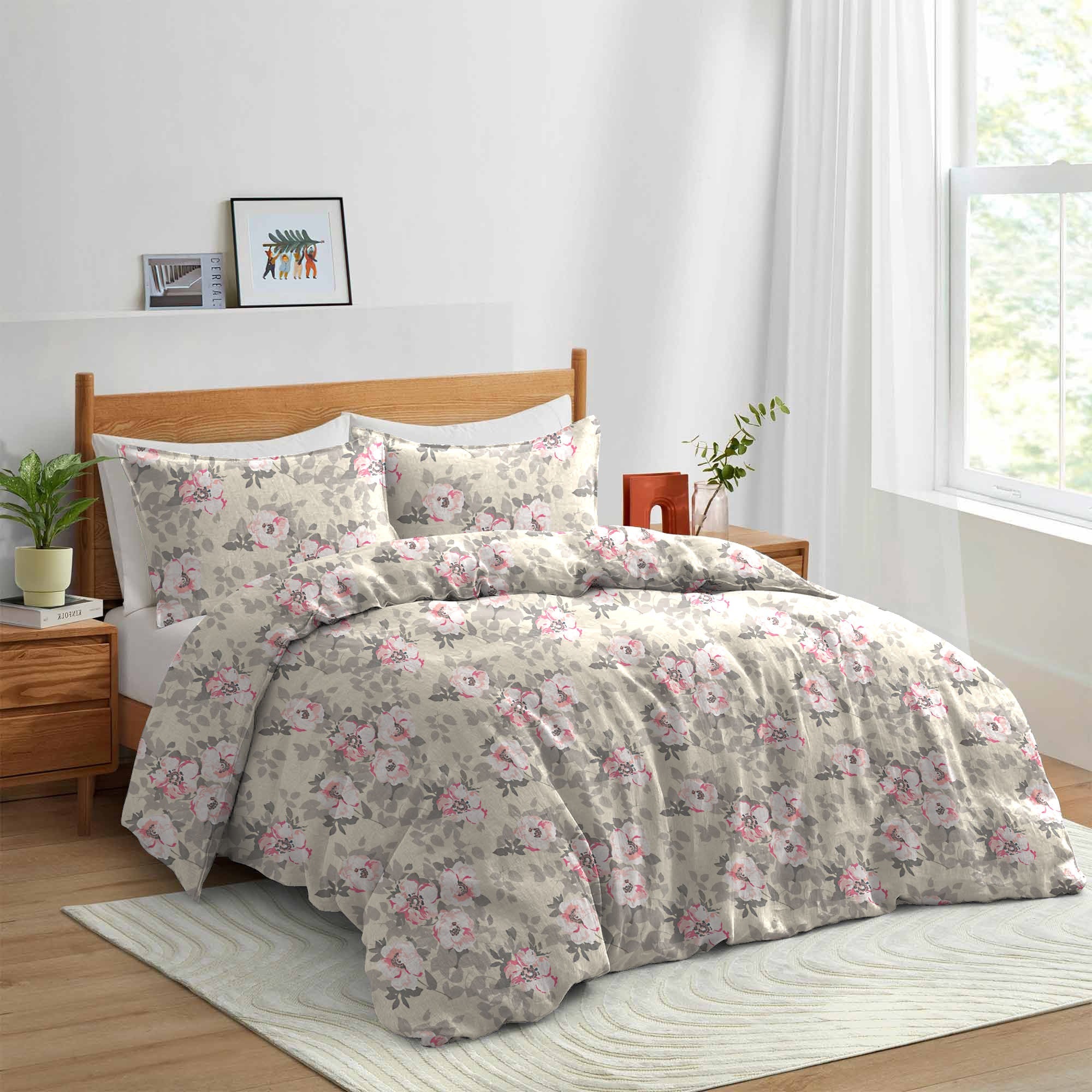 Cotton Printed Duvet Cover set Blush Blossoms