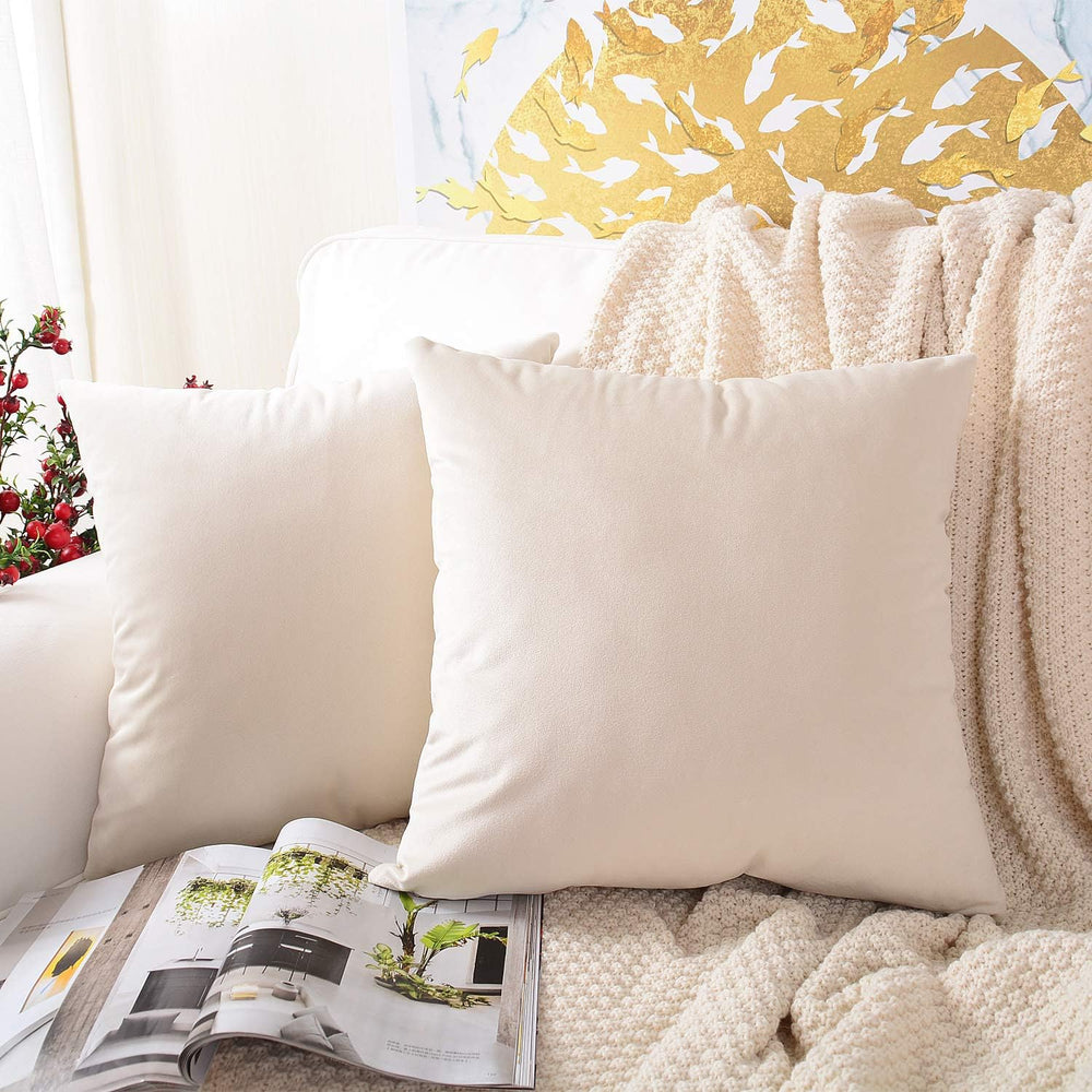 Pack of 2 Velvet Plain Decorative Cushions - Aura Living