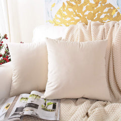Pack of 2 Velvet Plain Decorative Cushions - Aura Living