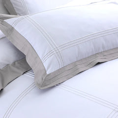 300 TC Satin Criss Cross Pleated Duvet Cover Set -White - Aura Living