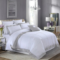 300 TC Satin Criss Cross Pleated Duvet Cover Set -White - Aura Living