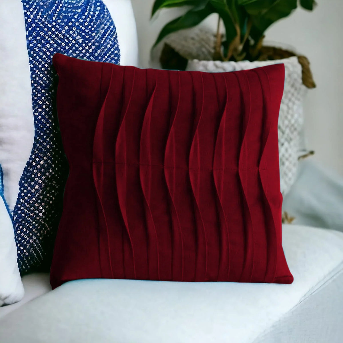 VELVET MID PLEATS CUSHION COVERS - 1 PC - Aura Living