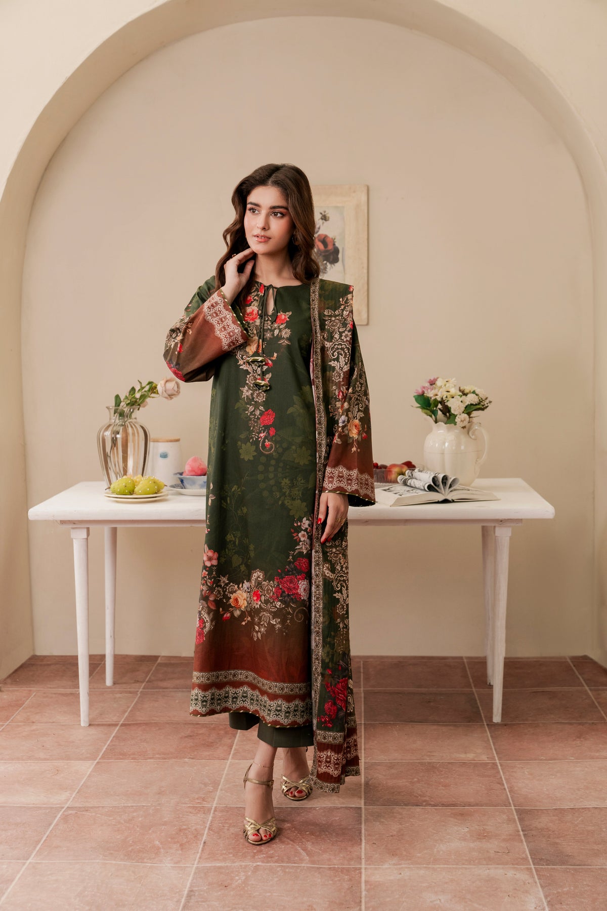 Resham Unstitched Cambric 3 Pcs Printed Suit D740