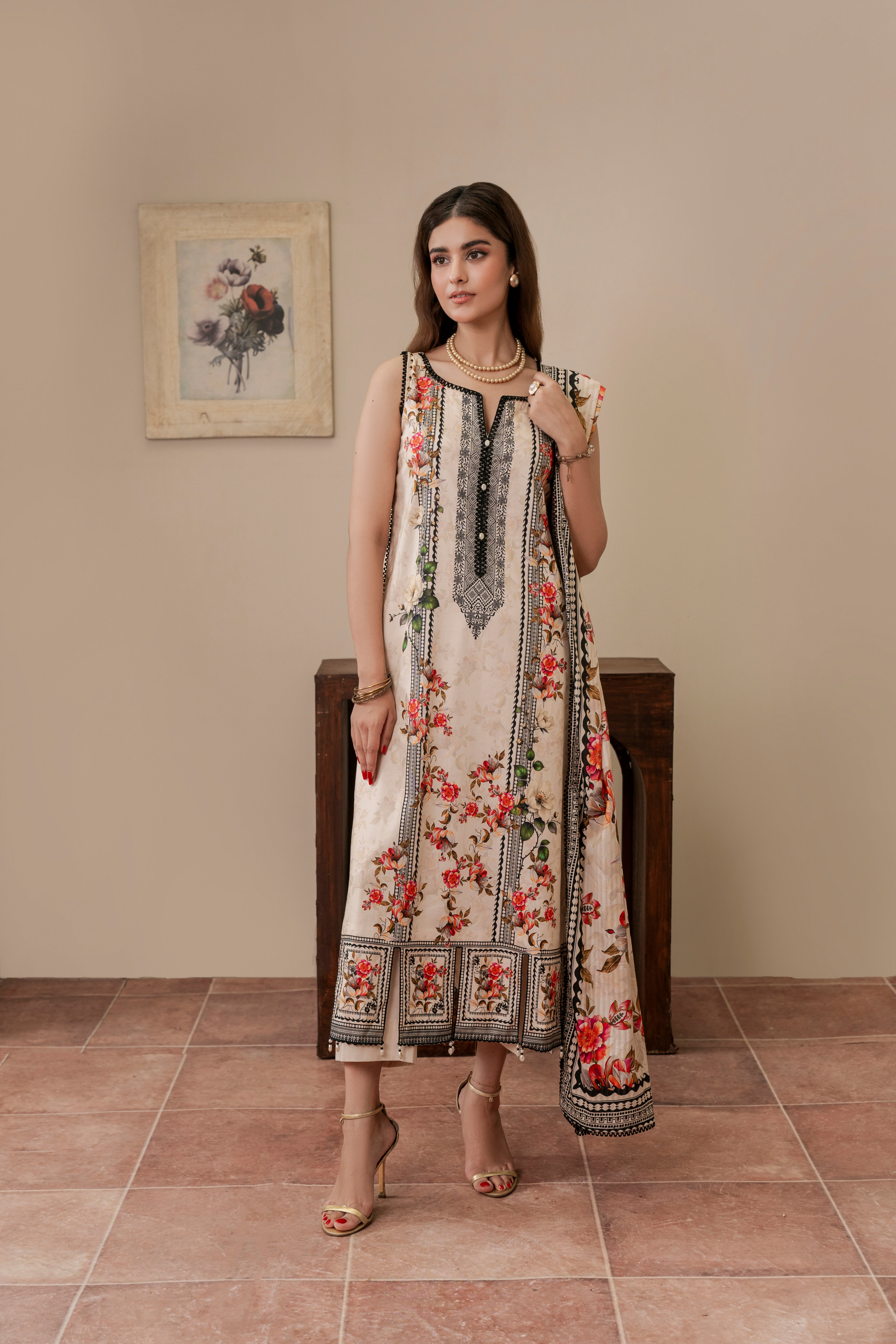 Resham Unstitched Cambric 3 Pcs Printed Suit D745