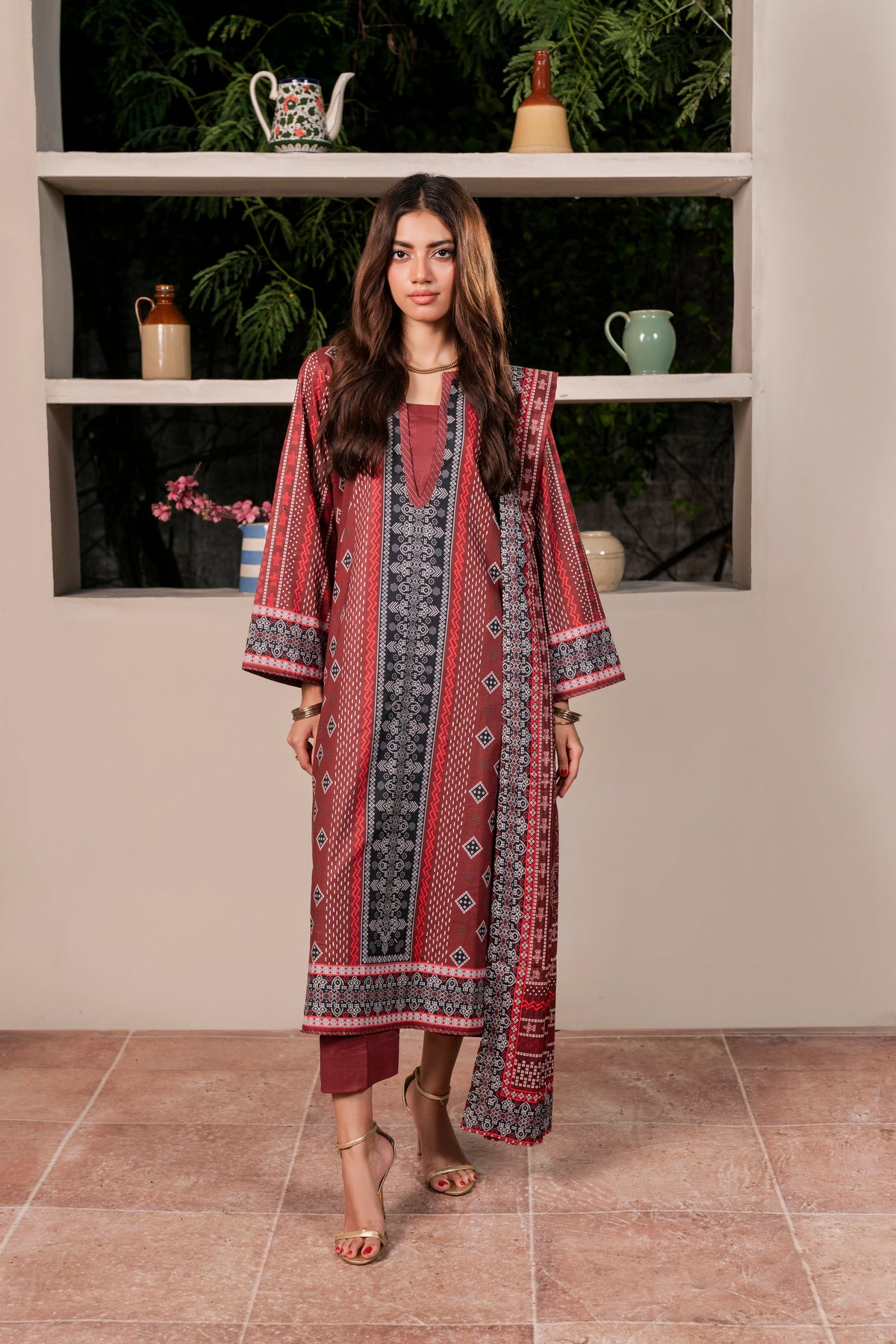 Resham Unstitched Cambric 3 Pcs Printed Suit D741