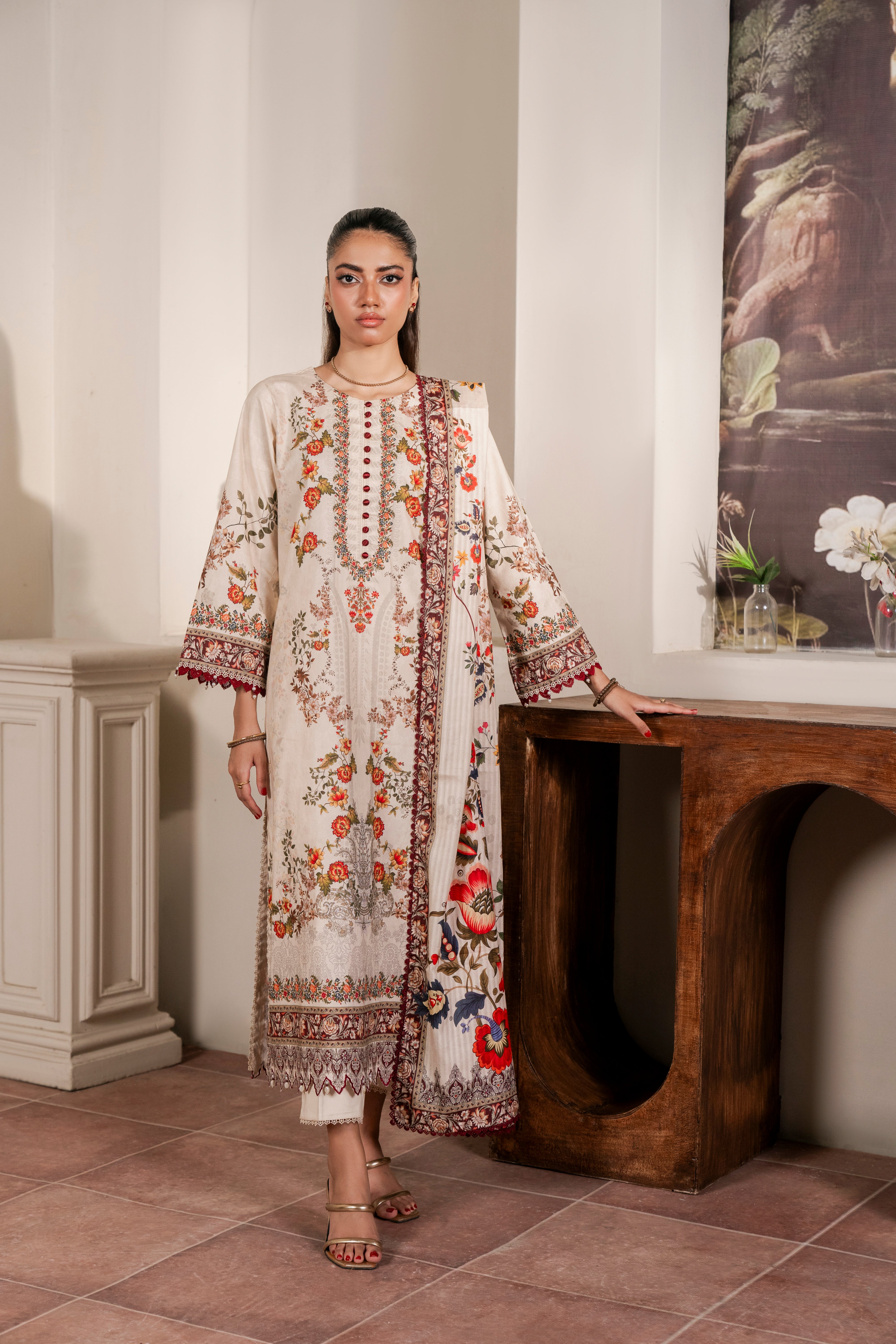 Resham Unstitched Cambric 3 Pcs Printed Suit D739