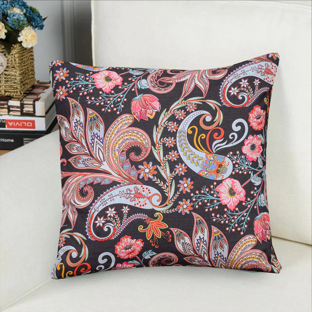 1 pc Paisley Flower digital printed Cushion Cover - Aura Living