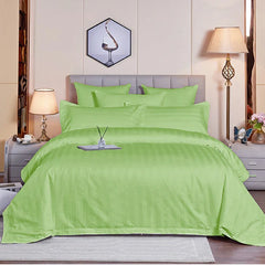 Luxury100% Egyptian Cotton Satin Stripe Duvet Cover Set Green - Aura Living