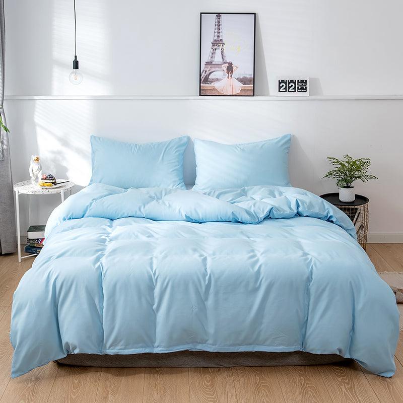 Plain Dyed Duvet Cover Set-Sky Blue - Aura Living