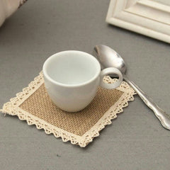 Jute Tolley Mat Set With Cute Lace and Flower-
