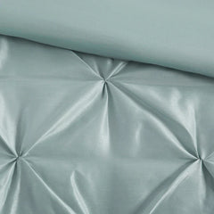 Diamond Pintuck With Piping Cotton Satin Duvet Cover Set - SeaFoam