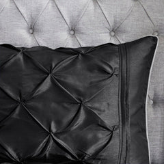 Diamond Pintuck With Piping Cotton Satin Duvet Cover Set - Black