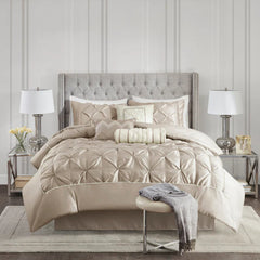 Cotton Satin Diamond Pintuck With Piping Duvet Cover Sets