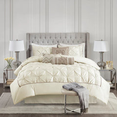 Cotton Satin Diamond Pintuck With Piping Duvet Cover Sets