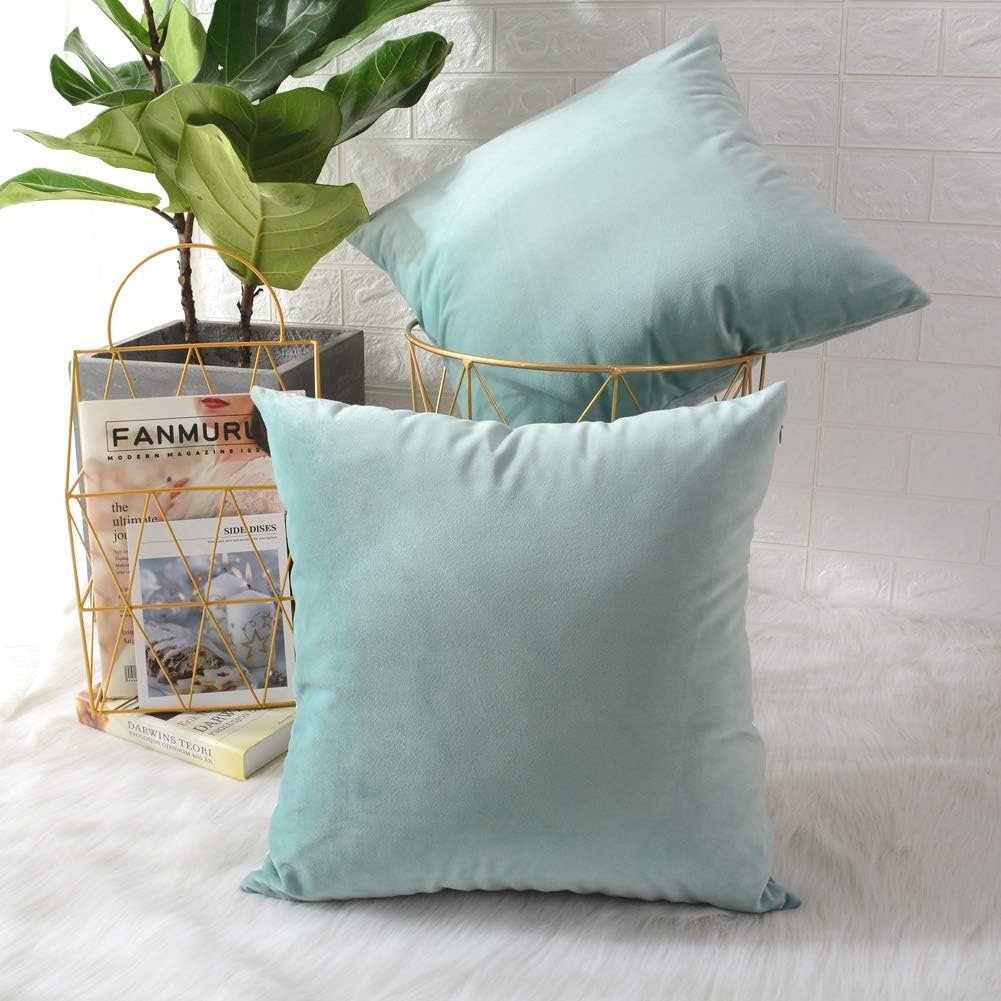 Pack of 2 Velvet Plain Decorative Cushions - Aura Living
