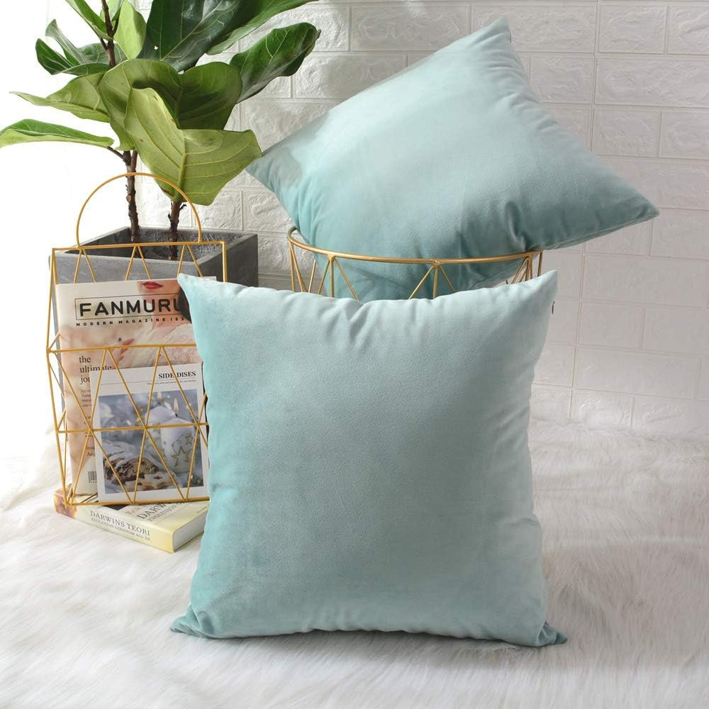 Pack of 2 Velvet Plain Decorative Cushions - Aura Living
