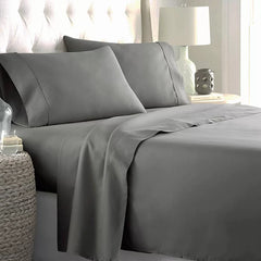 Plain Cotton Bed sheet Set -Grey - Aura Living