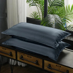 Luxury100% Egyptian Cotton Satin Stripe Duvet Cover Sets Charcoal Grey - Aura living