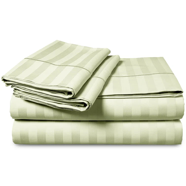 300 TC Luxury Hotel Style Strip Satin Bed sheet Set - Aura living
