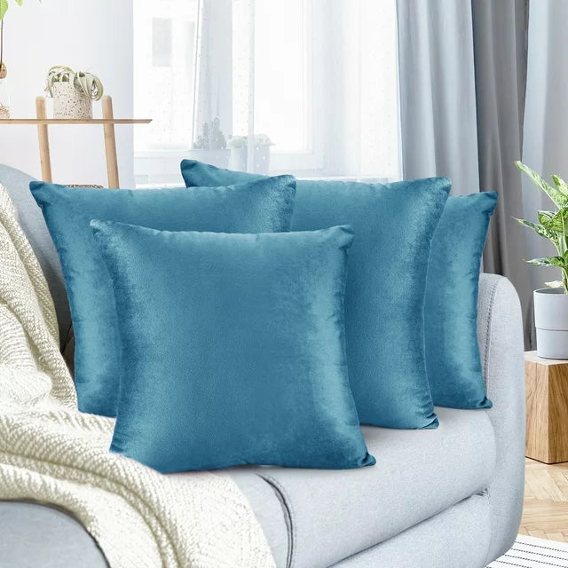 Pack of 4 Nestl Velvet Plain Decorative Cushions - Aura Living