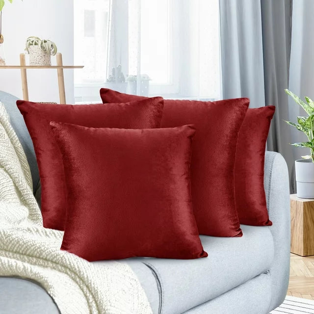 Pack of 4 Nestl Velvet Plain Decorative Cushions - Aura Living