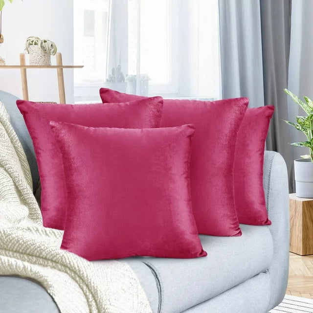 Pack of 4 Nestl Velvet Plain Decorative Cushions - Aura Living