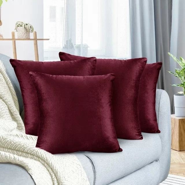 Pack of 4 Nestl Velvet Plain Decorative Cushions - Aura living