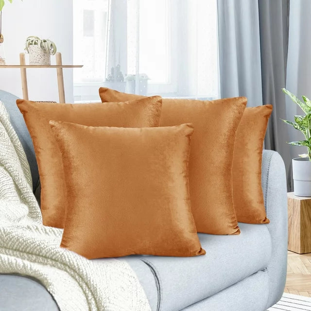 Pack of 4 Nestl Velvet Plain Decorative Cushions - Aura Living