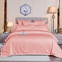 Luxury100% Egyptian Cotton Satin Stripe Duvet Cover Set Peach - Aura living