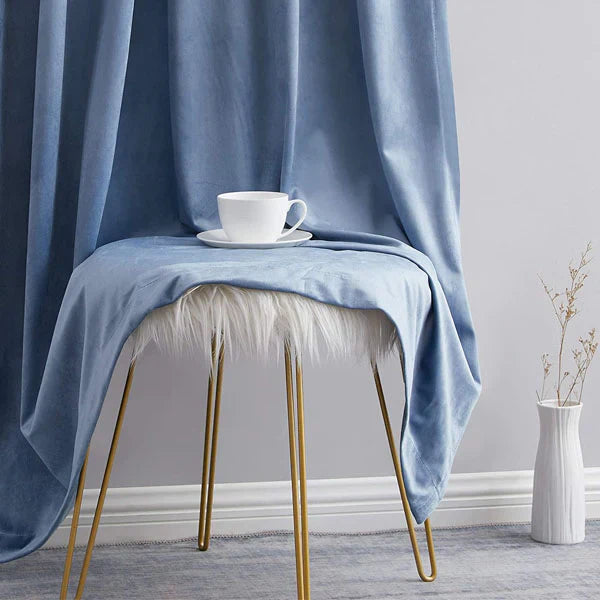 Sky Blue Premium Quality Velvet Curtain -1 Pane - Aura living