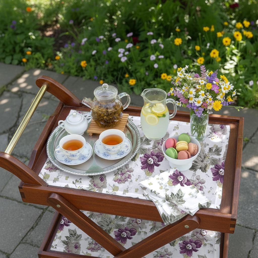 Printed Tea Trolley cover 9 Pcs Set - Broockblad Flowral
