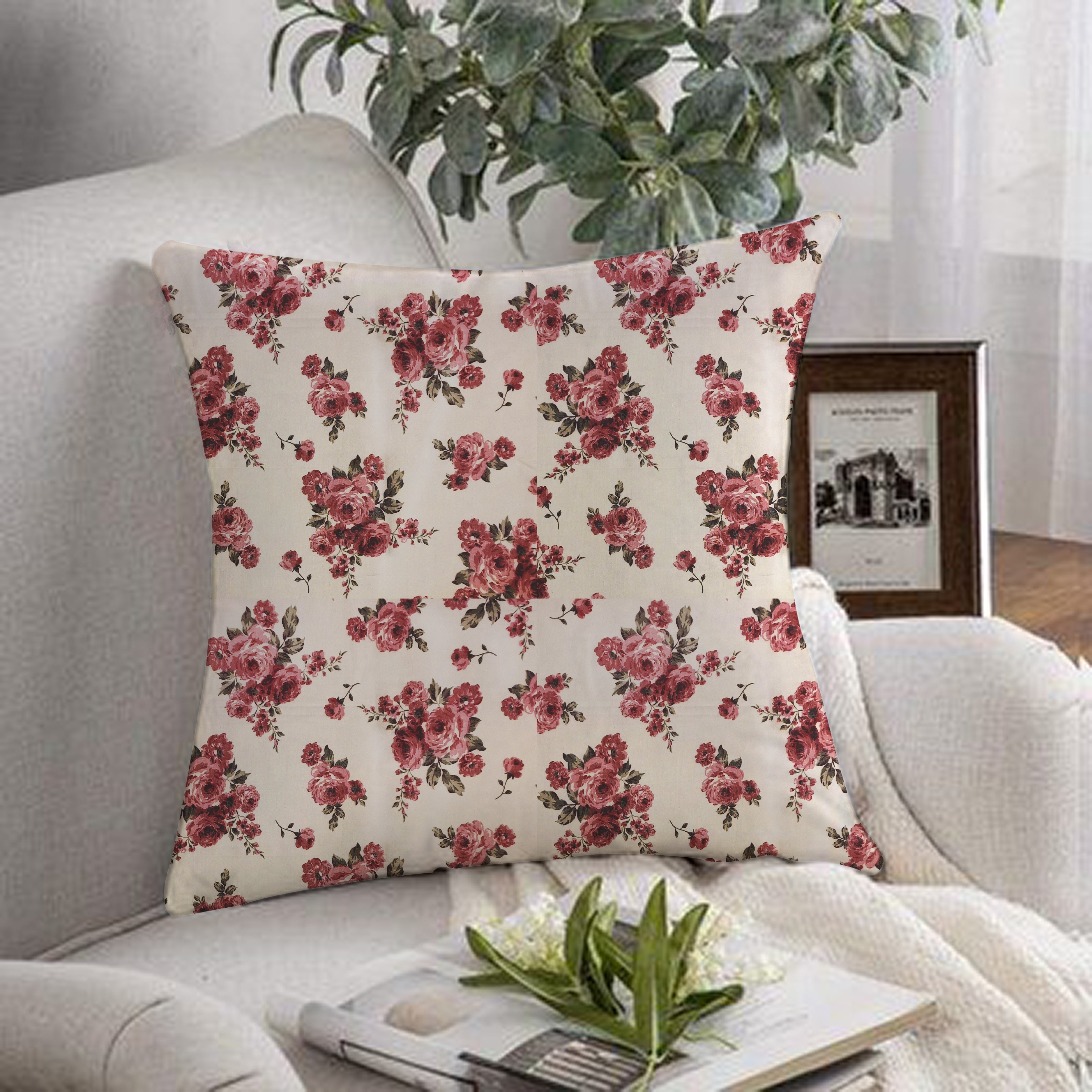 1 pc Printed Cushion Cover Rose Garden - Aura Living