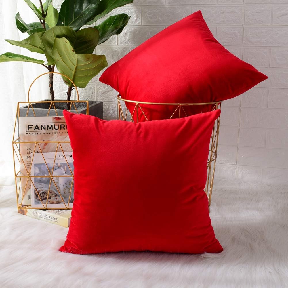 Pack of 2 Velvet Plain Decorative Cushions - Aura living
