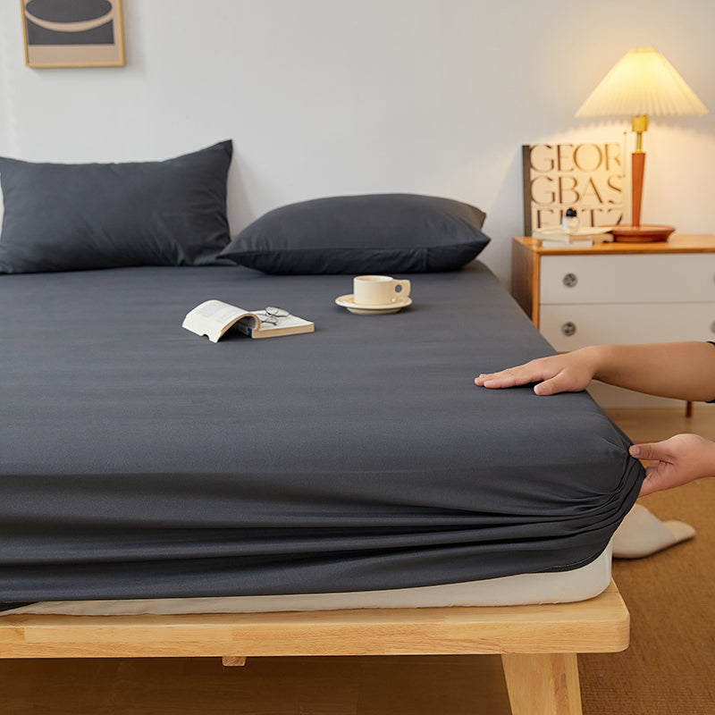 Black Egyptian Cotton Fitted Sheet Set - Aura living