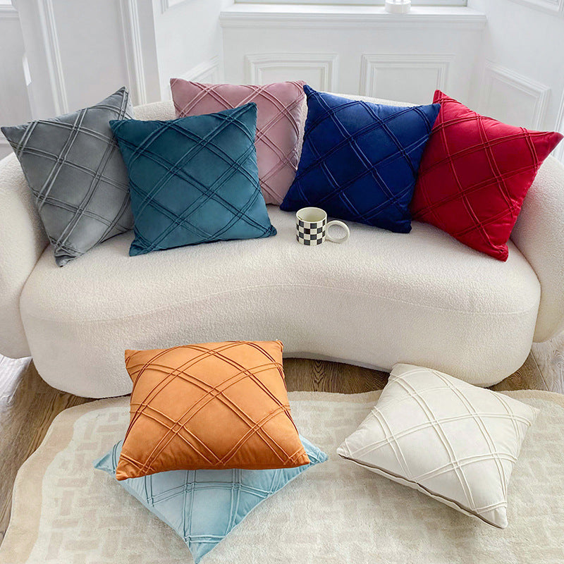 Velvet Decorative Double Cross Pleated Cushions - Aura Living