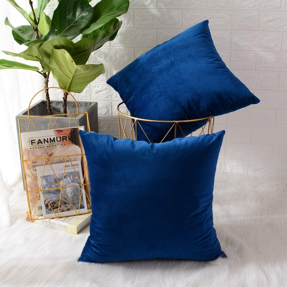 Pack of 2 Velvet Plain Decorative Cushions - Aura Living