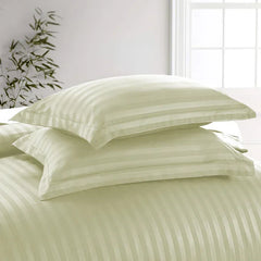 Luxury100% Egyptian Cotton Satin Stripe Duvet Cover Sets Off White - Aura living