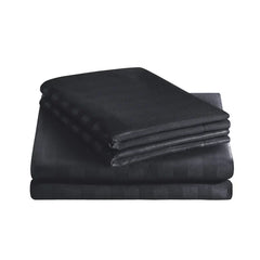 Luxury100% Egyptian Cotton Satin Stripe Duvet Cover Sets Charcoal Grey - Aura living