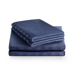 Luxury100% Egyptian Cotton Satin Stripe Duvet Cover Sets Blue - Aura Living