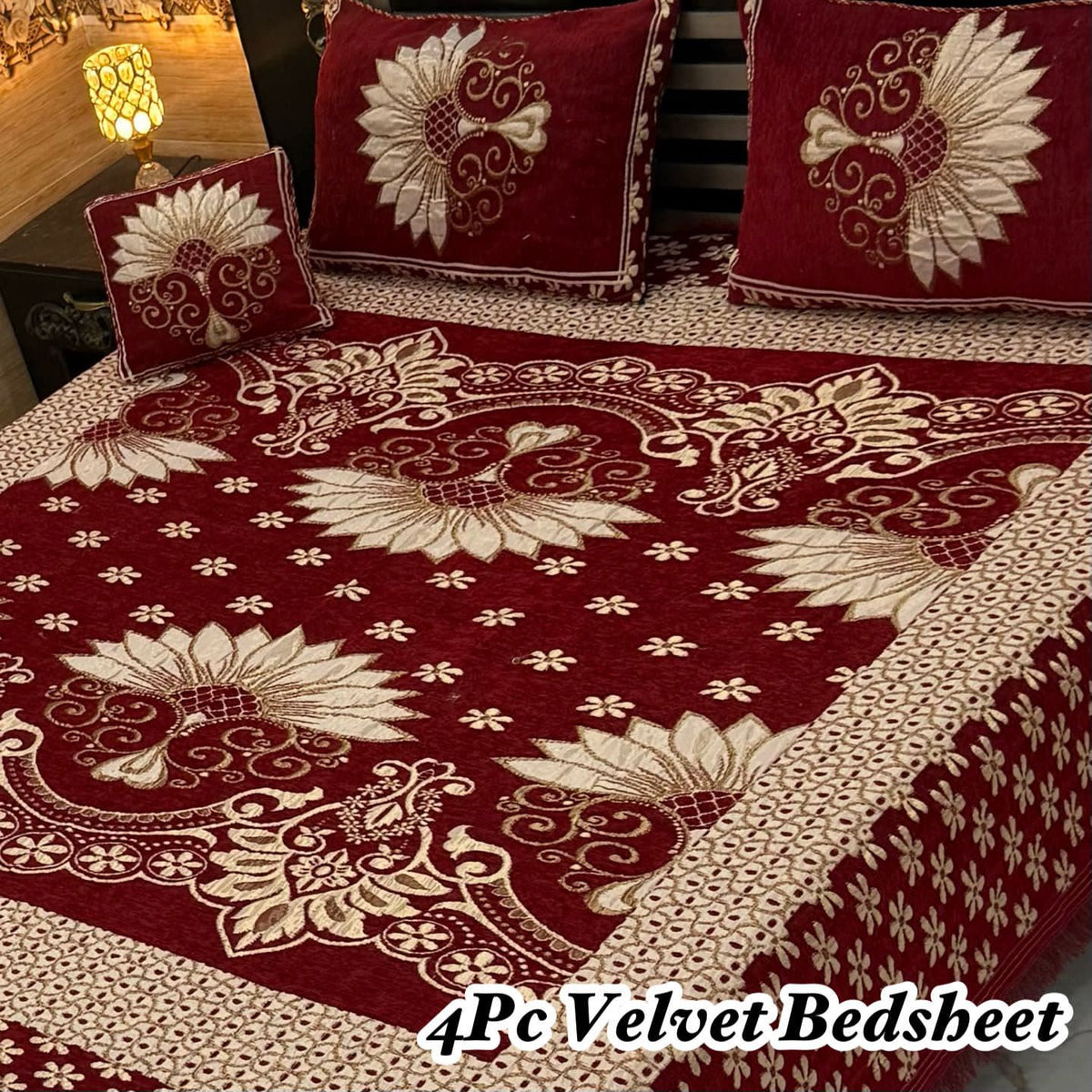 4Pc Velvet Jaquard Bedsheet AL # 4023