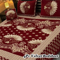 4Pc Velvet Jaquard Bedsheet AL # 4023