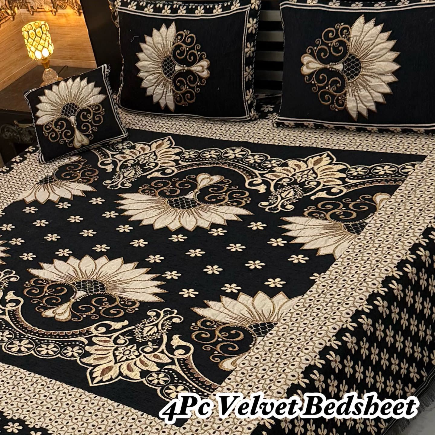 4Pc Velvet Jaquard Bedsheet AL # 4026