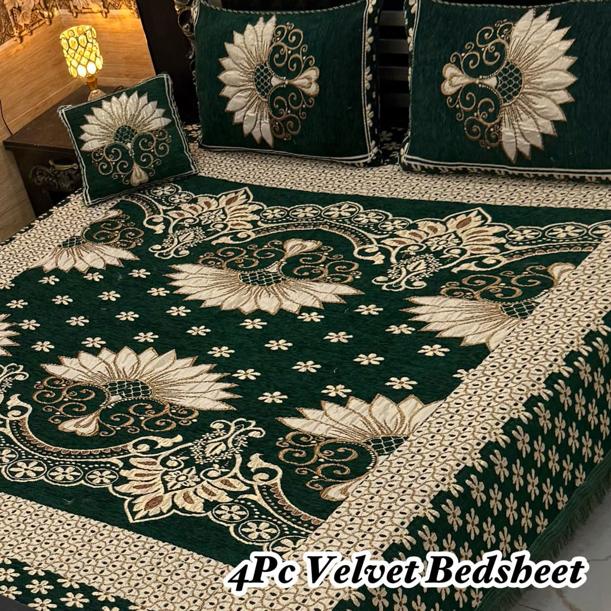 4Pc Velvet Jaquard Bedsheet AL # 4027