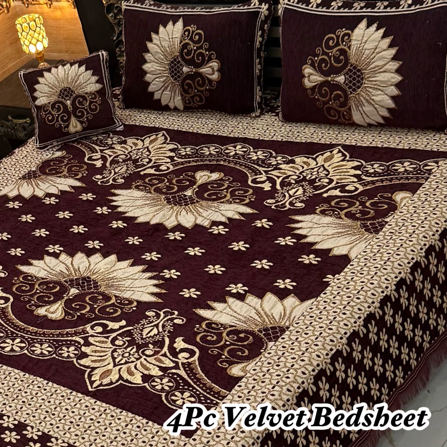 4Pc Velvet Jaquard Bedsheet AL # 4028