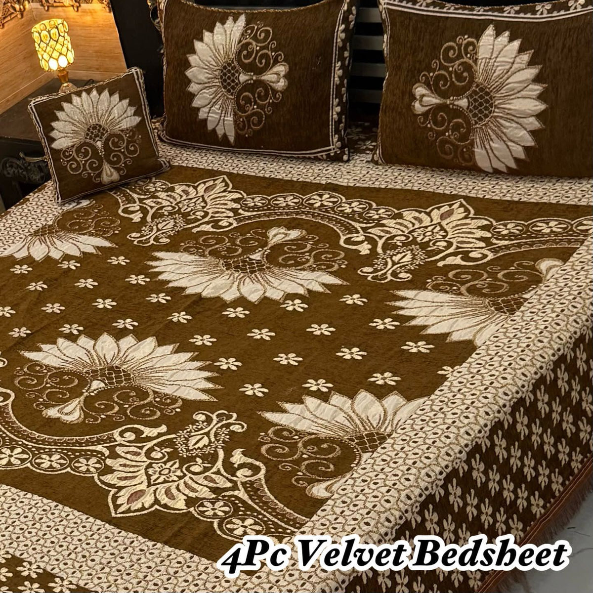 4Pc Velvet Jaquard Bedsheet AL # 4032